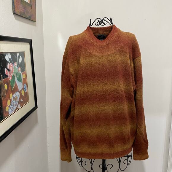 H & M Ombré Pullover Sweater Size Medium Brown Neutral Crew Neck Relaxed Fit - Picture 2 of 11